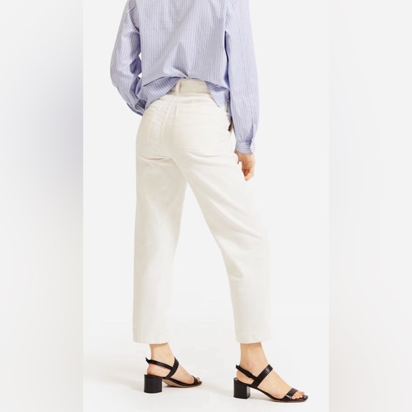 Everlane Bone White Corduroy Straight Leg Crop Pants Size 6 - Picture 2 of 5